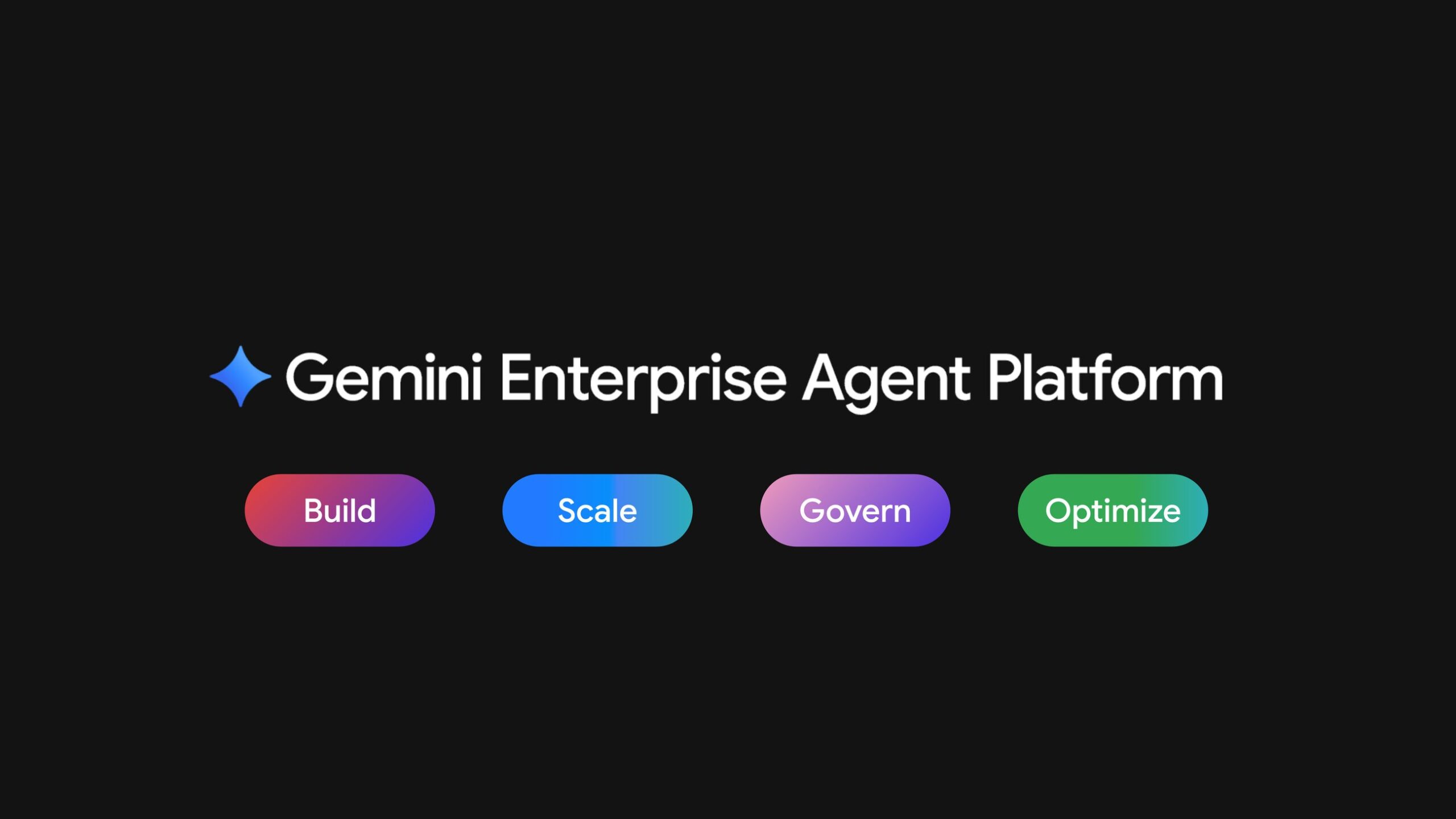 Banner Gemini Enterprise Agent Platform với bốn trụ cột: Build, Scale, Govern, Optimize