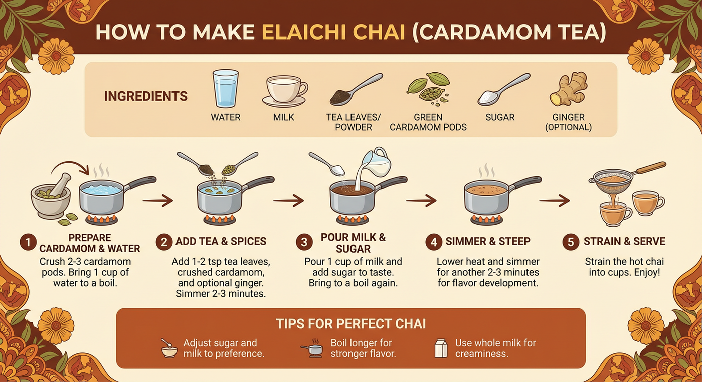 Infographic hướng dẫn cách làm trà elaichi chai được tạo bởi Nano Banana Pro.